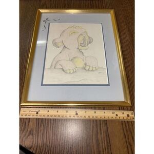 Framed Signed Lion King Simba Drawing - Baby Boy’s Nursery Art